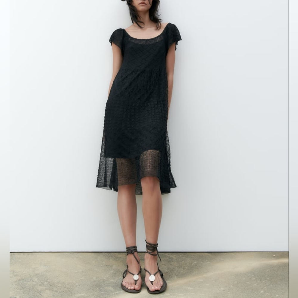 ZARA POINTELLE KNIT DRESS
